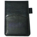 Black Leather Look Memo Pad Holder w/ Pen Loop (4.7"x3.3")